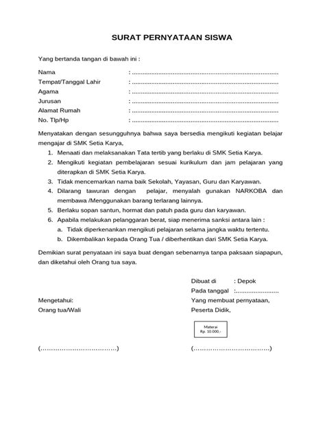 Contoh Surat Pernyataan Siswa menawarkan terangsang ngeres dan pasti cepat ambil sekarang! image 1